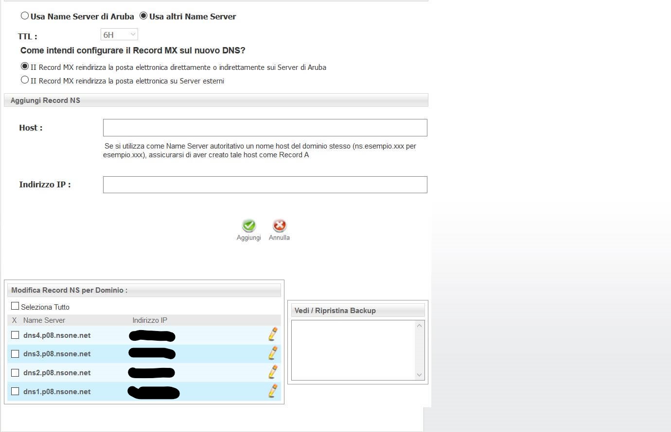 Inserimento Name Server Esterni su Aruba